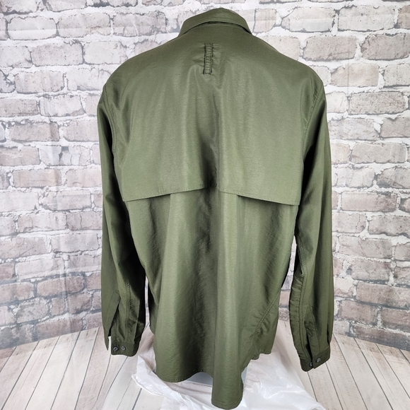 Eddie Bauer Sport Long Sleeve Button Front  Shirt Back Vent Olive Green XLTall - Picture 10 of 15